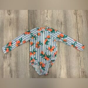 Old navy Striped Long Sleeve Swimsuit with Orange Print